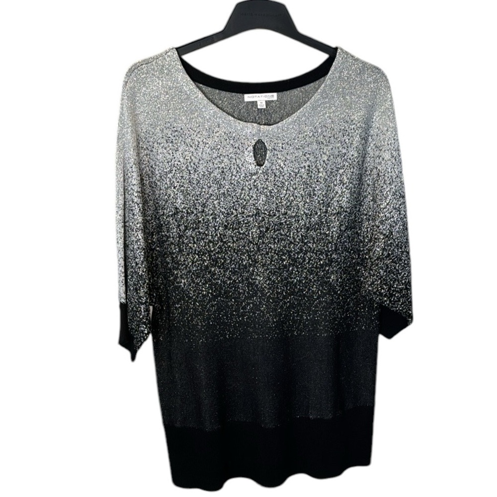 Notations Black Silver Glitter Holiday Batwing Fo… - image 2